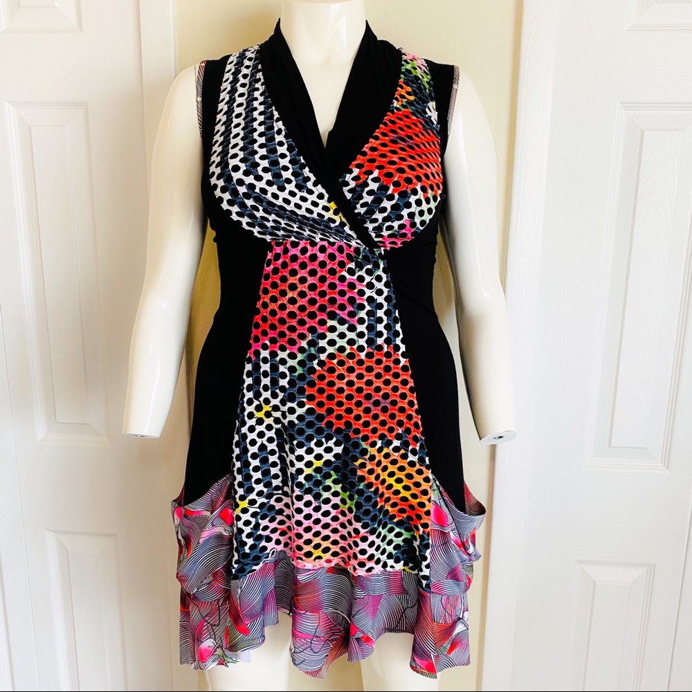 Tango Mango Stunning Unique Mixed Media Mesh Dress - Picture 2 of 12